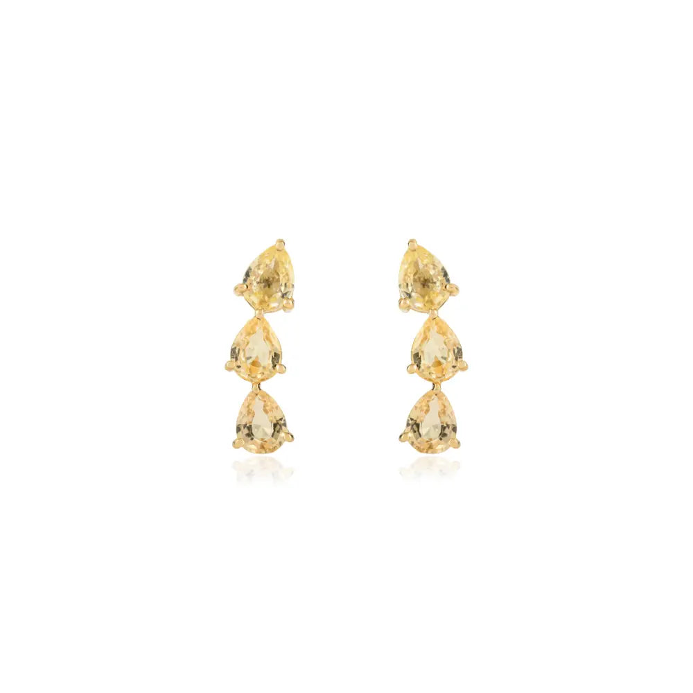 Elegant Style Fine Yellow Sapphire Small Drop Earrings 14K Solid Gold Everyday Jewelry