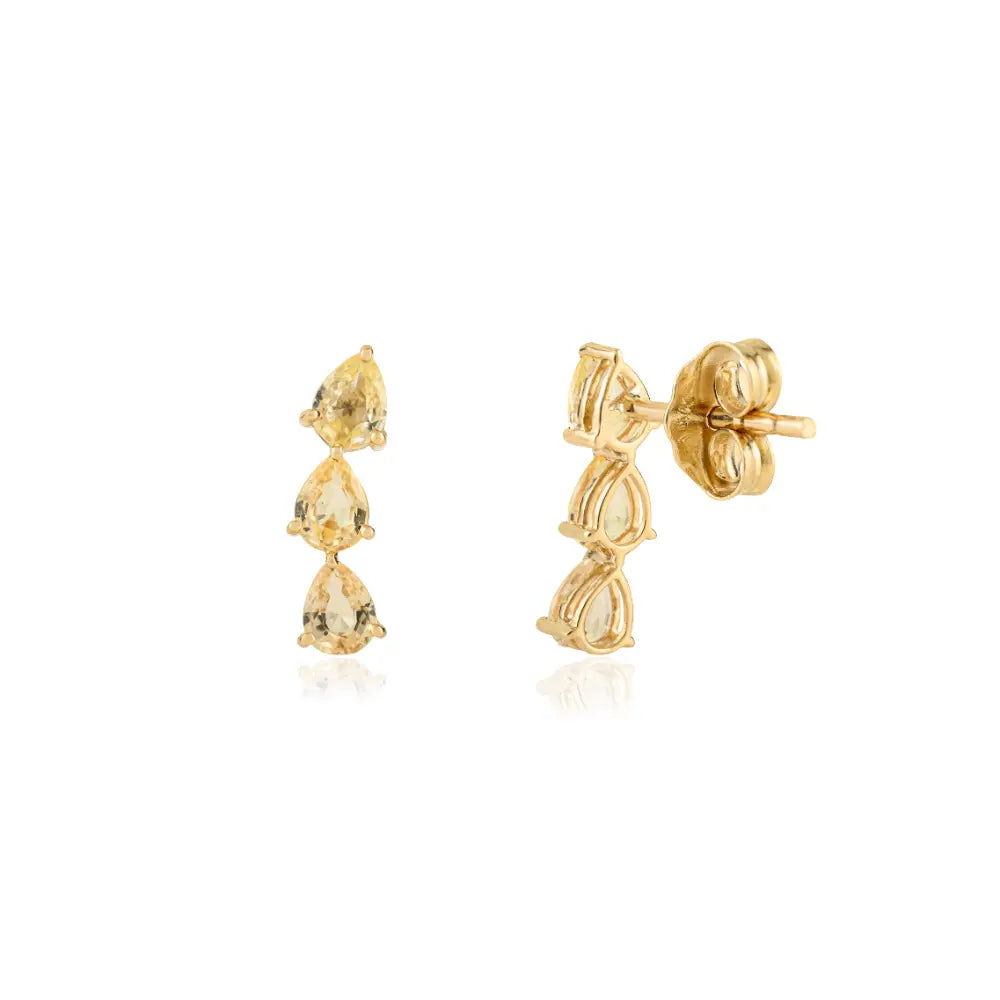 Elegant Style Fine Yellow Sapphire Small Drop Earrings 14K Solid Gold Everyday Jewelry