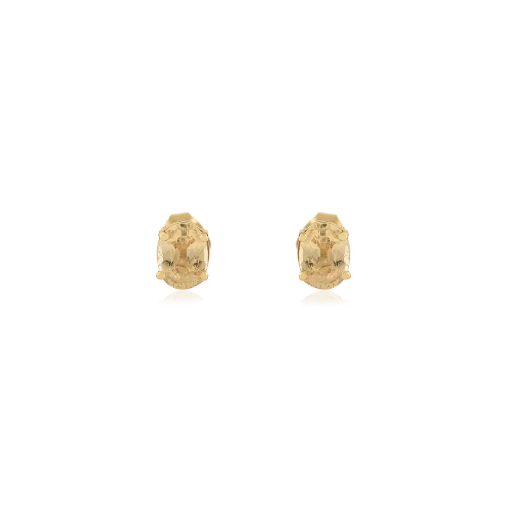 5x4 mm Oval Shape Yellow Sapphire Minimalist Single Stone Stud Earrings 14K Solid Gold