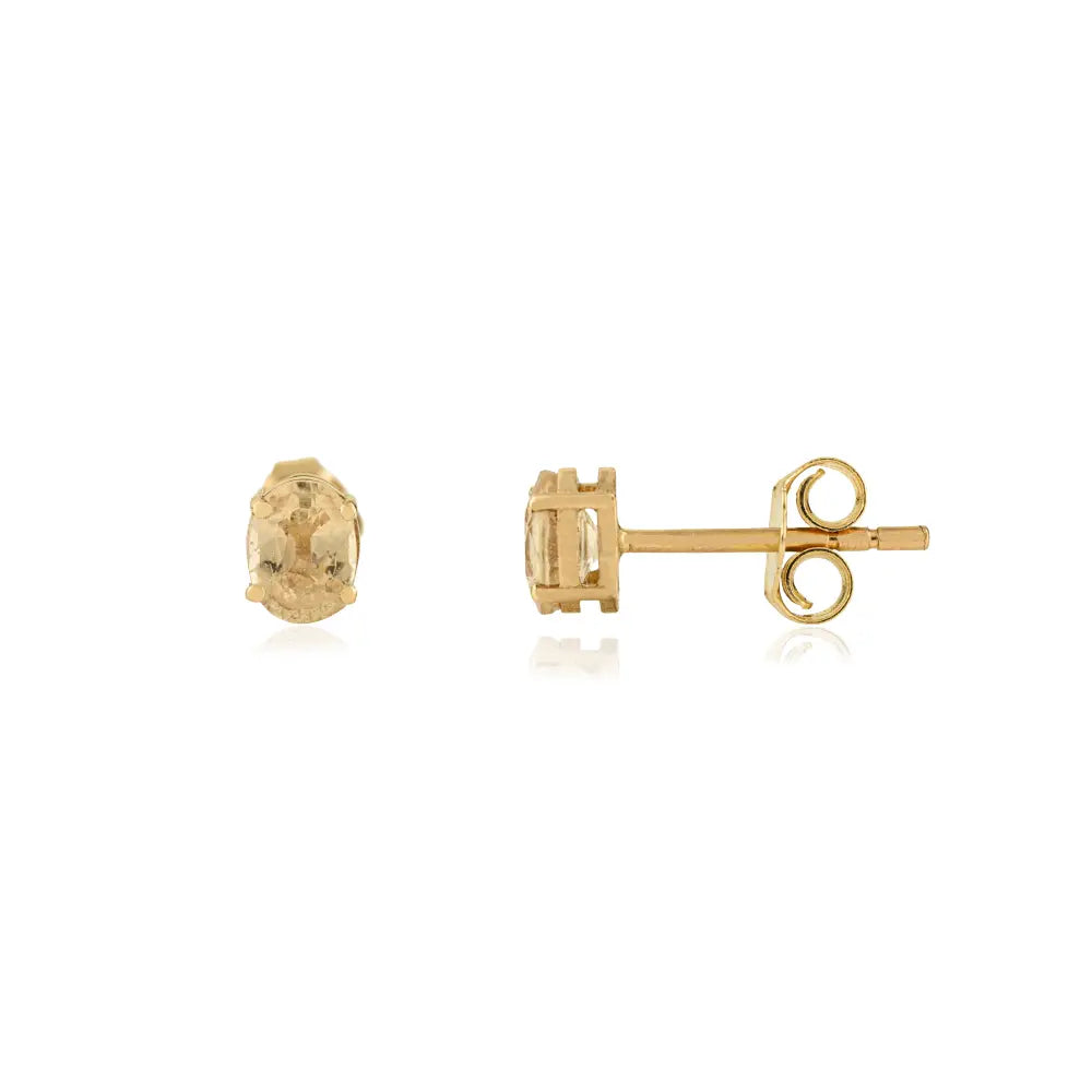 5x4 mm Oval Shape Yellow Sapphire Minimalist Single Stone Stud Earrings 14K Solid Gold
