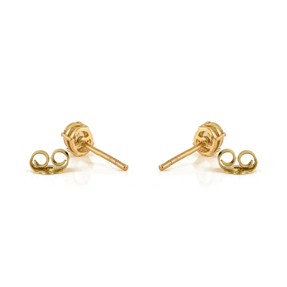 5x4 mm Oval Shape Yellow Sapphire Minimalist Single Stone Stud Earrings 14K Solid Gold
