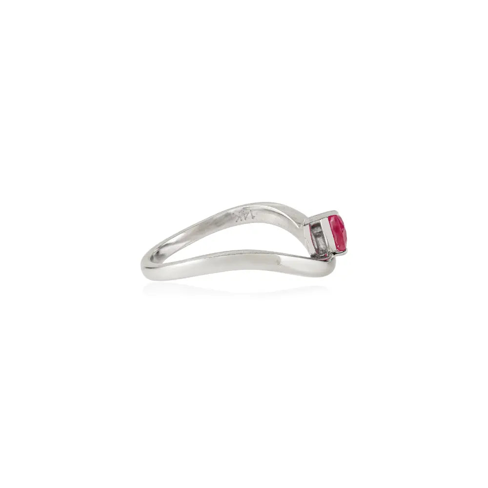 Pear Shape Ruby July Birthstone Wavy Shape Curve Ring Valentine's Day Gift 14K Real Gold