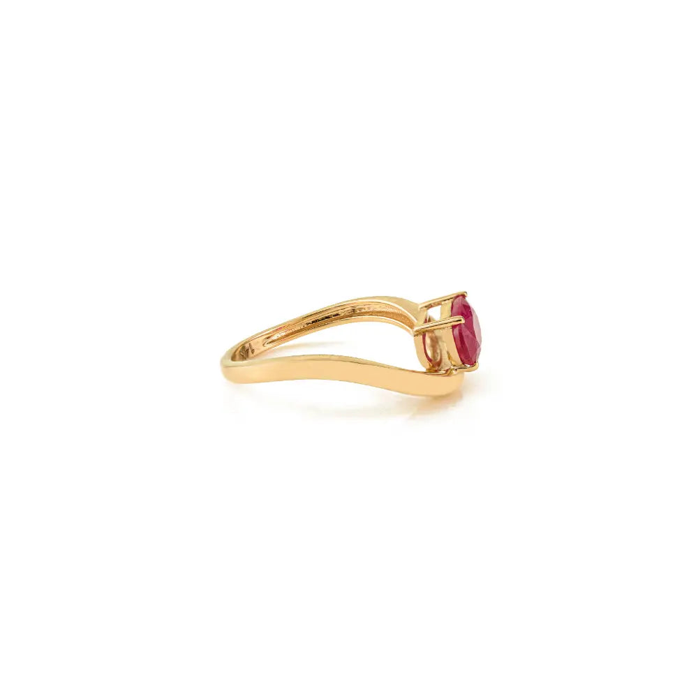 July Birthstone Latest Design Ruby Wavy Band Curve Ring Engagement Jewelry 14K Gold