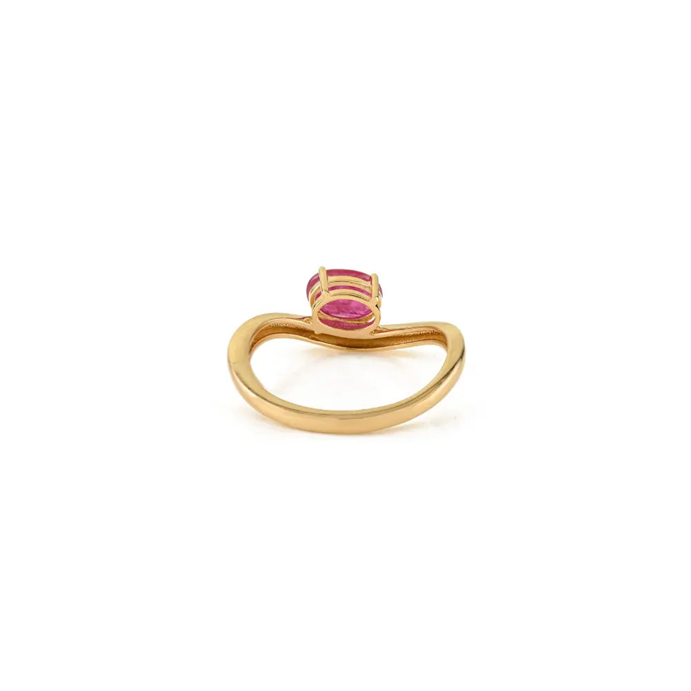 July Birthstone Latest Design Ruby Wavy Band Curve Ring Engagement Jewelry 14K Gold