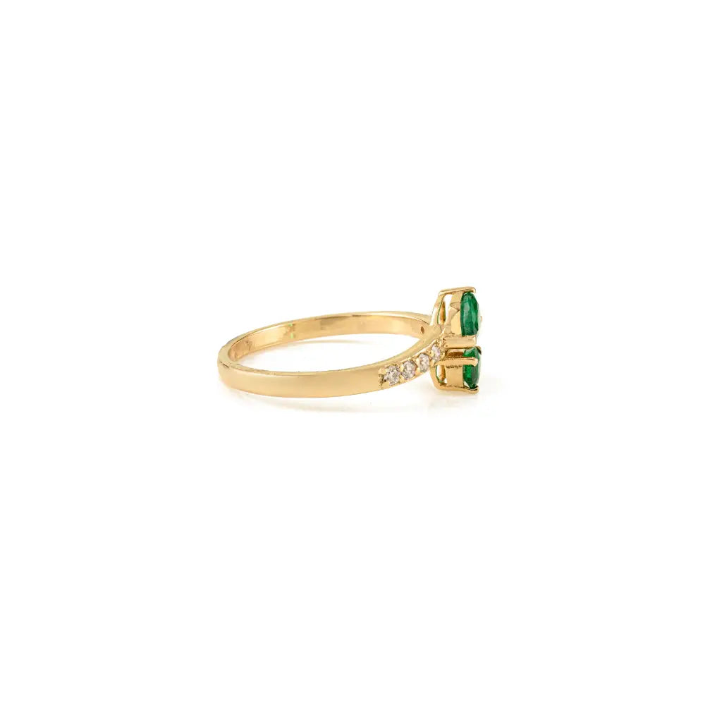 14K Yellow Gold Emerald & Diamond Minimal Bypass Ring Wholesale Price Jewelry Manufacturer