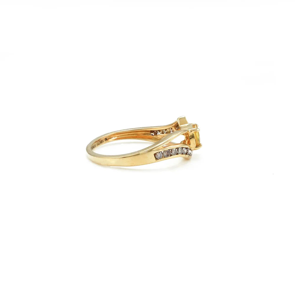 Customization Authentic Yellow Sapphire & Diamond 18K Solid Yellow Gold Ring