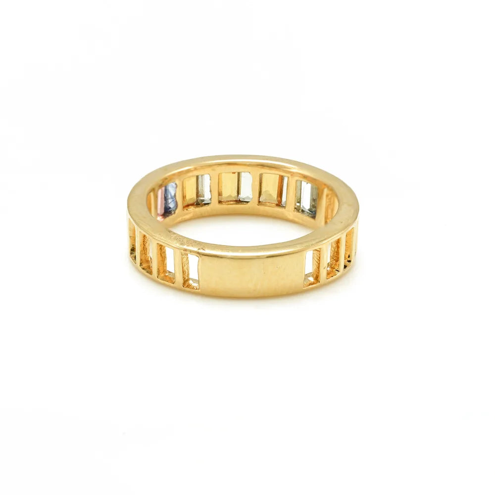 Best Selling Product Genuine Multi Sapphire 18K Fine Yellow Gold Eternity Band Ring