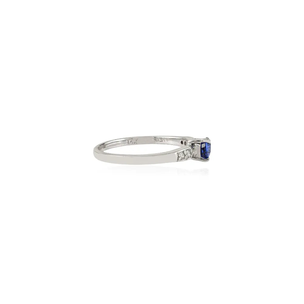 5.5x4 mm Pear Shape Blue Sapphire & Diamond Elegant Engagement Ring 14K White Gold