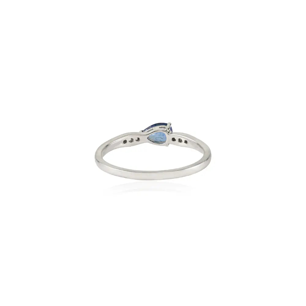 5.5x4 mm Pear Shape Blue Sapphire & Diamond Elegant Engagement Ring 14K White Gold