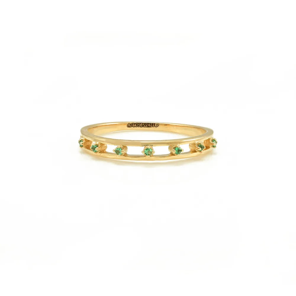 Classic Hot Selling Product Genuine Emerald 18K Yellow Gold Full Stackable Band Ring