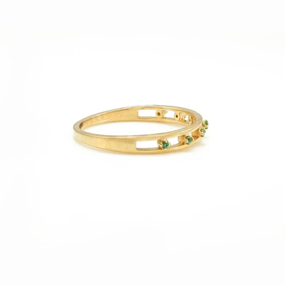 Classic Hot Selling Product Genuine Emerald 18K Yellow Gold Full Stackable Band Ring