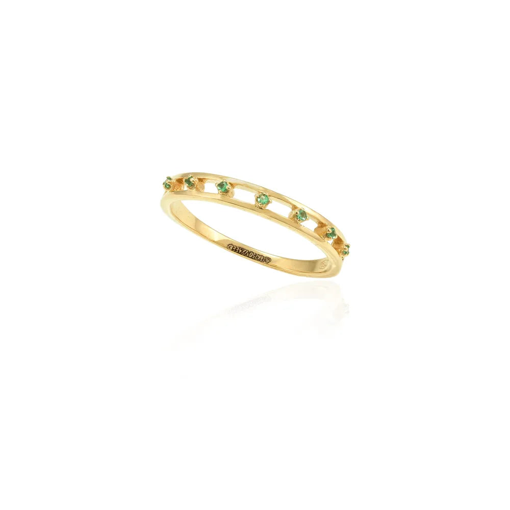 Classic Hot Selling Product Genuine Emerald 18K Yellow Gold Full Stackable Band Ring