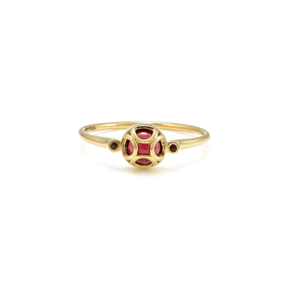 Minimal Jewelry Natural Garnet 18K Solid Yellow Gold January Birthstone Ring