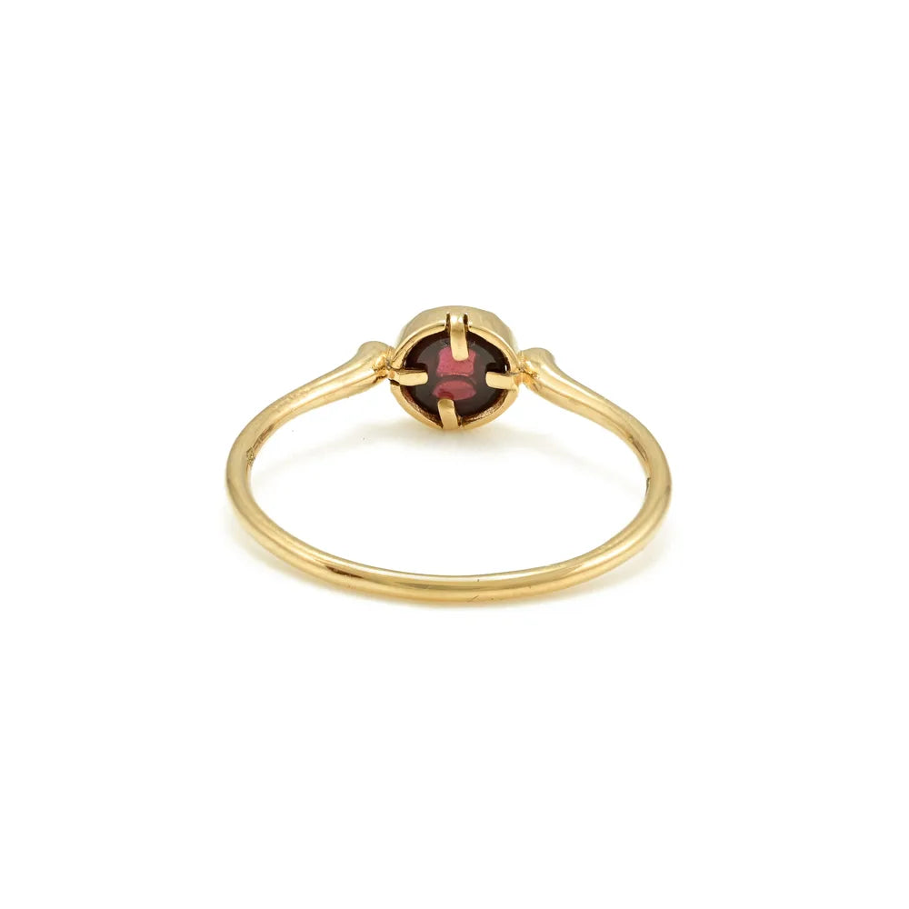 Minimal Jewelry Natural Garnet 18K Solid Yellow Gold January Birthstone Ring