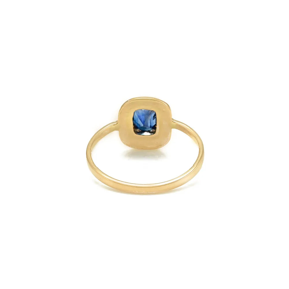 Best Selling Product Natural Blue Sapphire & Diamond 18K Fine Yellow Gold Ring