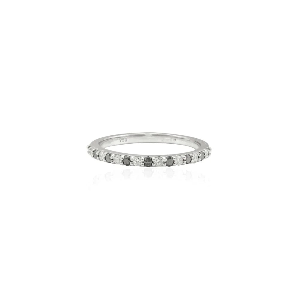 Handmade Jewelry Natural Diamond 18K Solid White Gold Minimal Eternity Band Ring