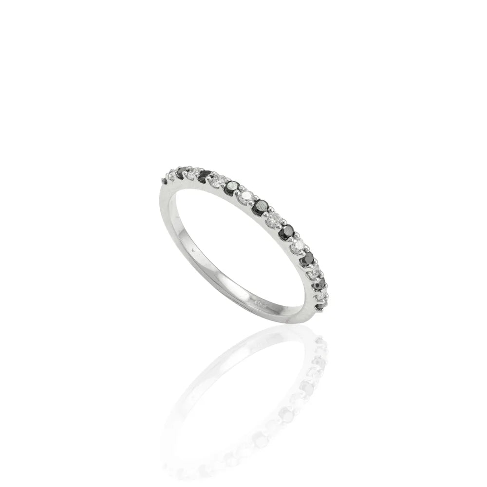 Handmade Jewelry Natural Diamond 18K Solid White Gold Minimal Eternity Band Ring