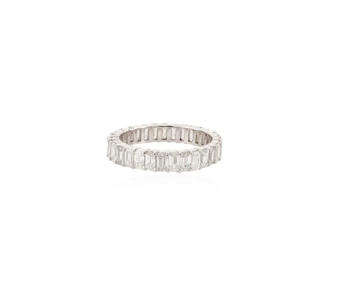 Custom Jewelry 14K White Gold Natural Diamond Full Eternity Band Ring