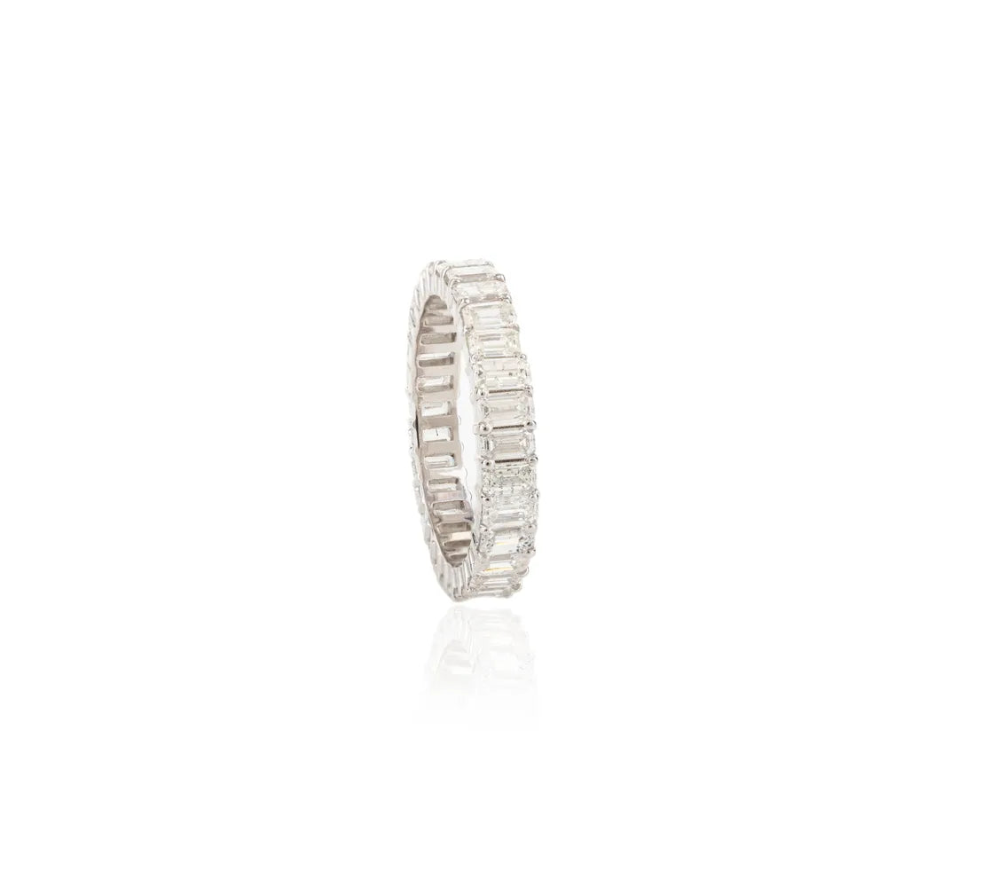 Custom Jewelry 14K White Gold Natural Diamond Full Eternity Band Ring