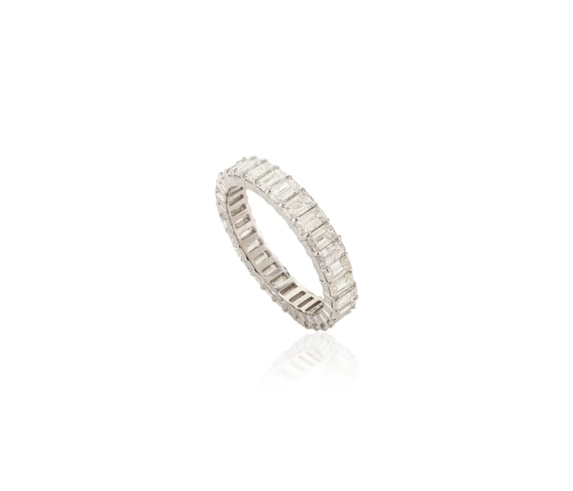 Custom Jewelry 14K White Gold Natural Diamond Full Eternity Band Ring