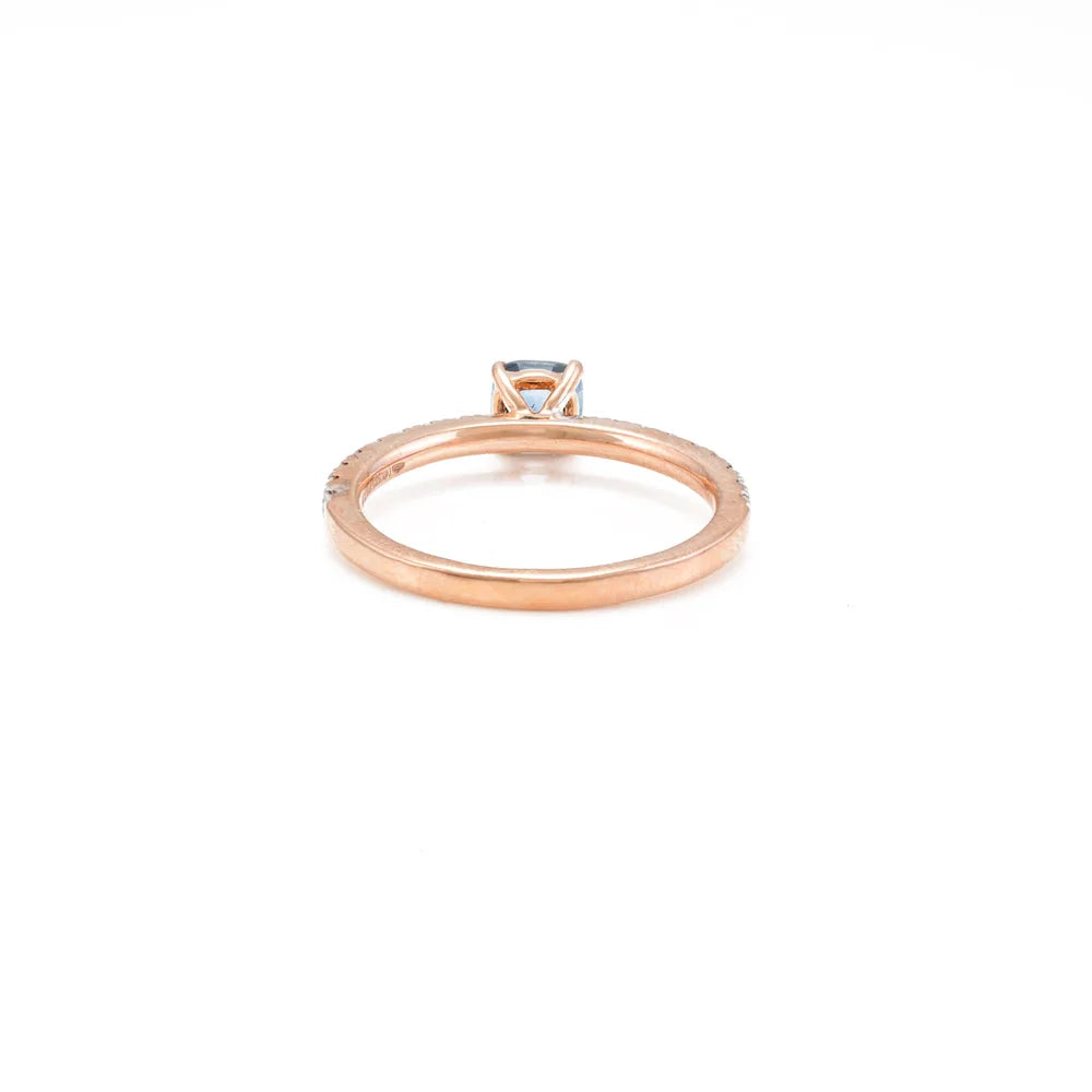 Designer Natural Precious Gemstone Blue Saphhire & Diamond 14K Solid Rose Gold Ring