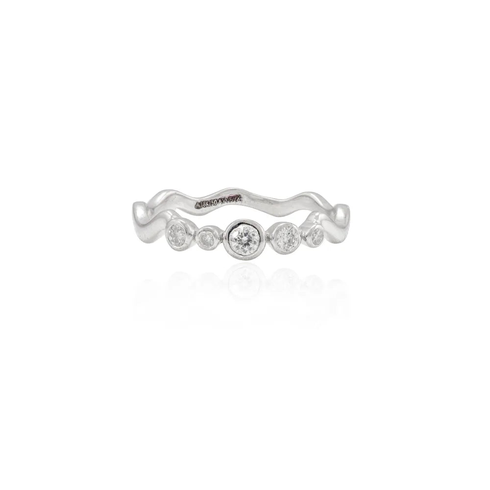 Minimal Jewelry Natural Diamond 18K White Gold Full Stackable Band Ring