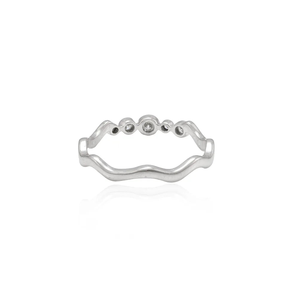 Minimal Jewelry Natural Diamond 18K White Gold Full Stackable Band Ring