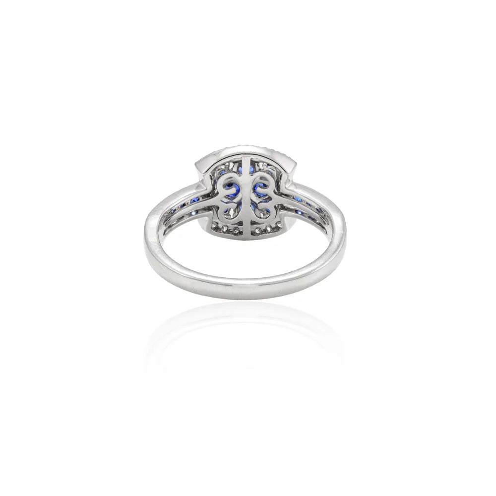 Best Selling Product Natural Blue Sapphire & Diamond 14K White Gold Ring