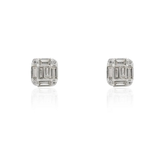 Classic Hot Selling Product Natural Diamond 18K Fine White Gold Minimal Stud Earring