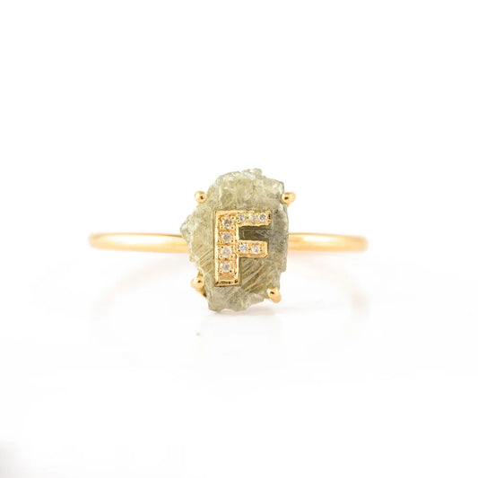 Best Selling Product Natural Diamond 18K Solid Yellow Gold Alphabetic Ring