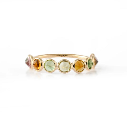 Fine Jewelry 14K Solid Yellow Gold Natural Tourmaline Stacking band Ring