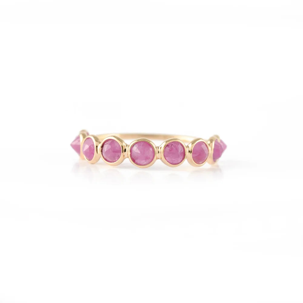 Best Selling Product Natural Precious Gemstone Ruby 14K Solid Yellow Gold Stackable Band Ring