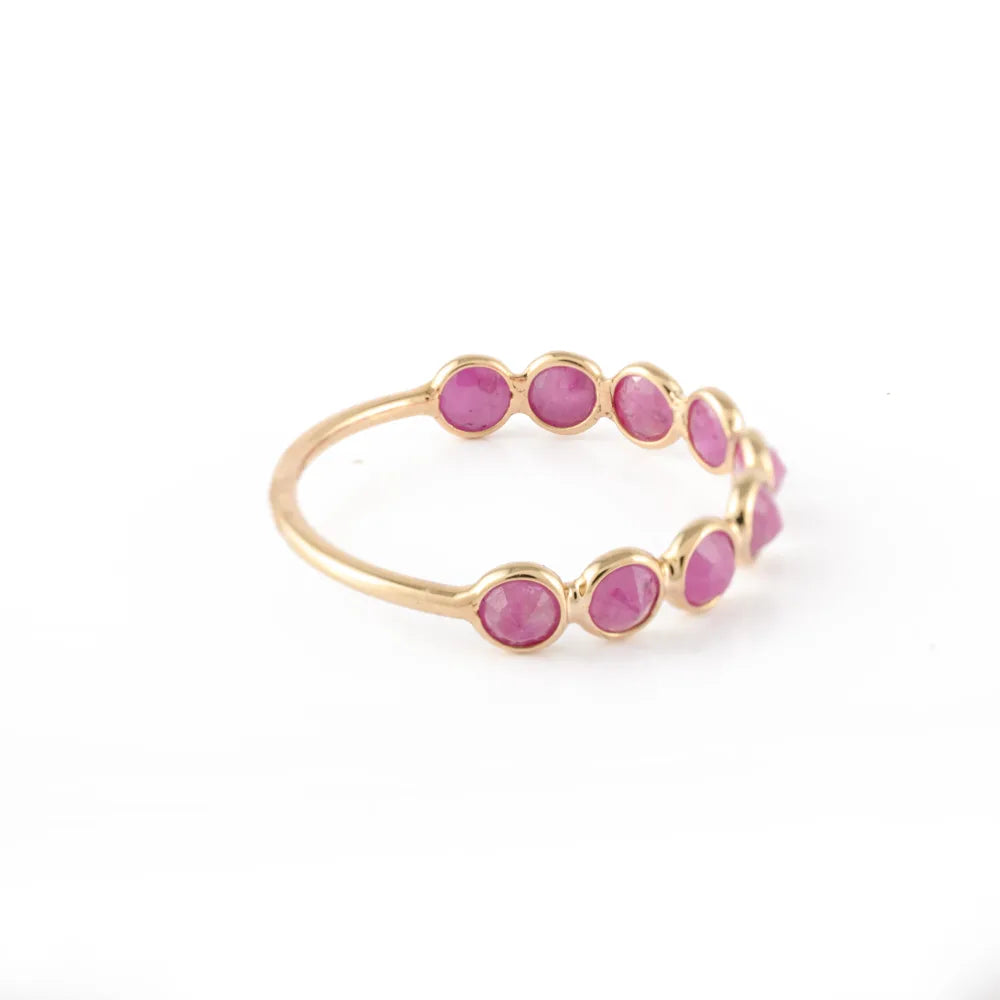 Best Selling Product Natural Precious Gemstone Ruby 14K Solid Yellow Gold Stackable Band Ring