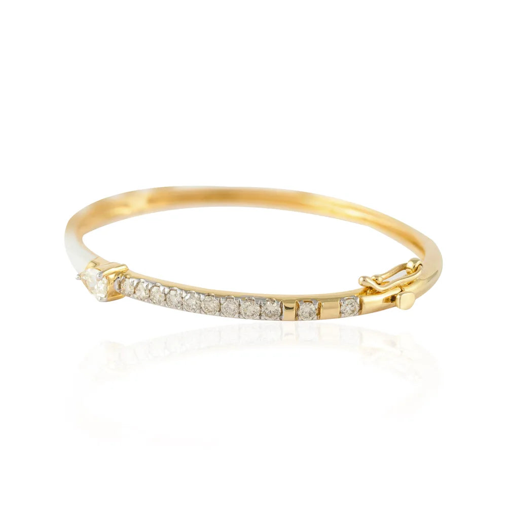 Fashionable Jewelry Natural Diamond 14K Yellow Gold White Enamel Bracelet