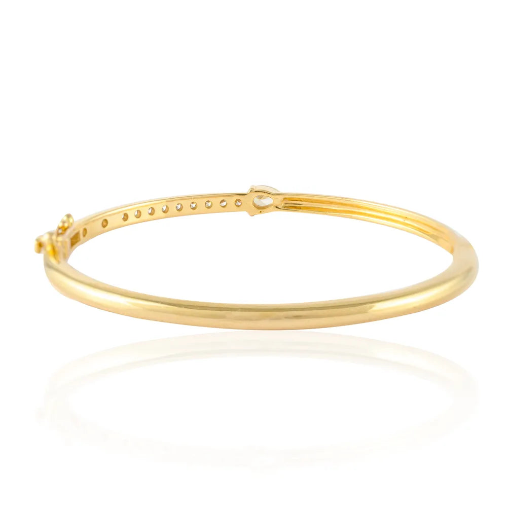 Fashionable Jewelry Natural Diamond 14K Yellow Gold White Enamel Bracelet