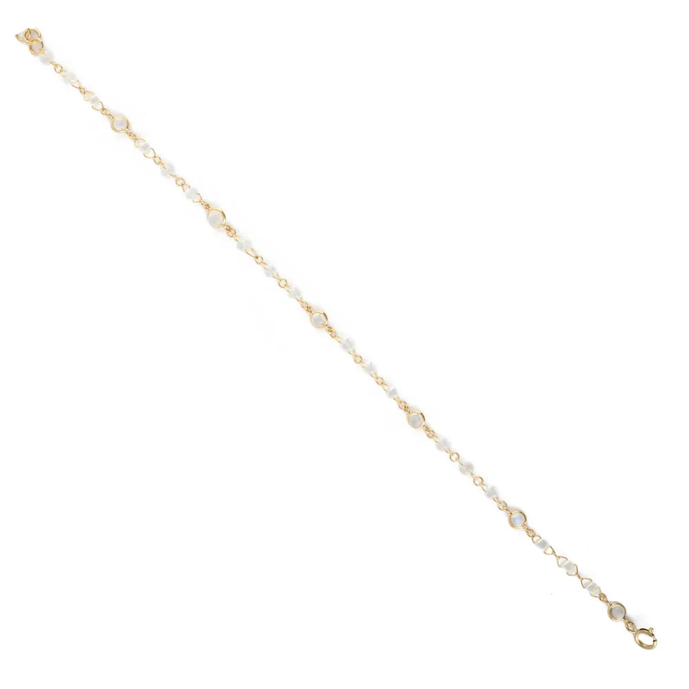 18K Yellow Gold Natural Rainbow Moonstone Classic Designs Adjustable Bracelet