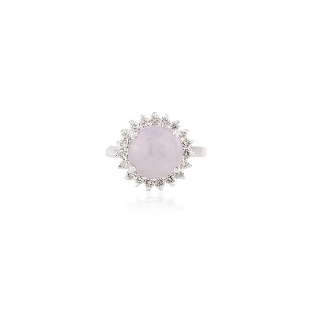 High Quality Products 14K White Gold Genuine Star Sapphire & Diamond Halo Ring