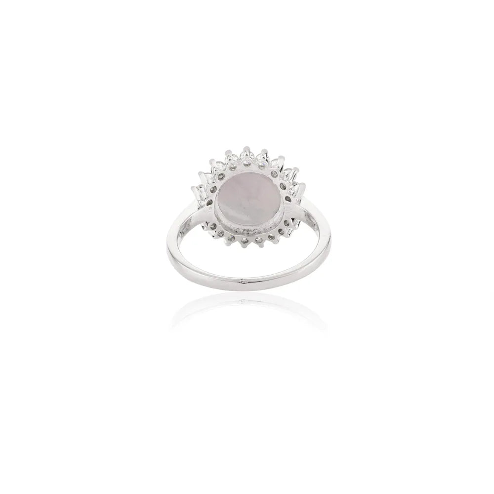 High Quality Products 14K White Gold Genuine Star Sapphire & Diamond Halo Ring