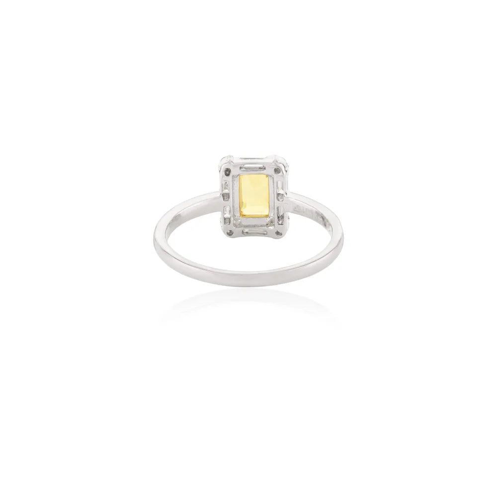 Wholesale Jewelry Octagon Yellow Sapphire & Diamond Halo Birthstone Gold Ring