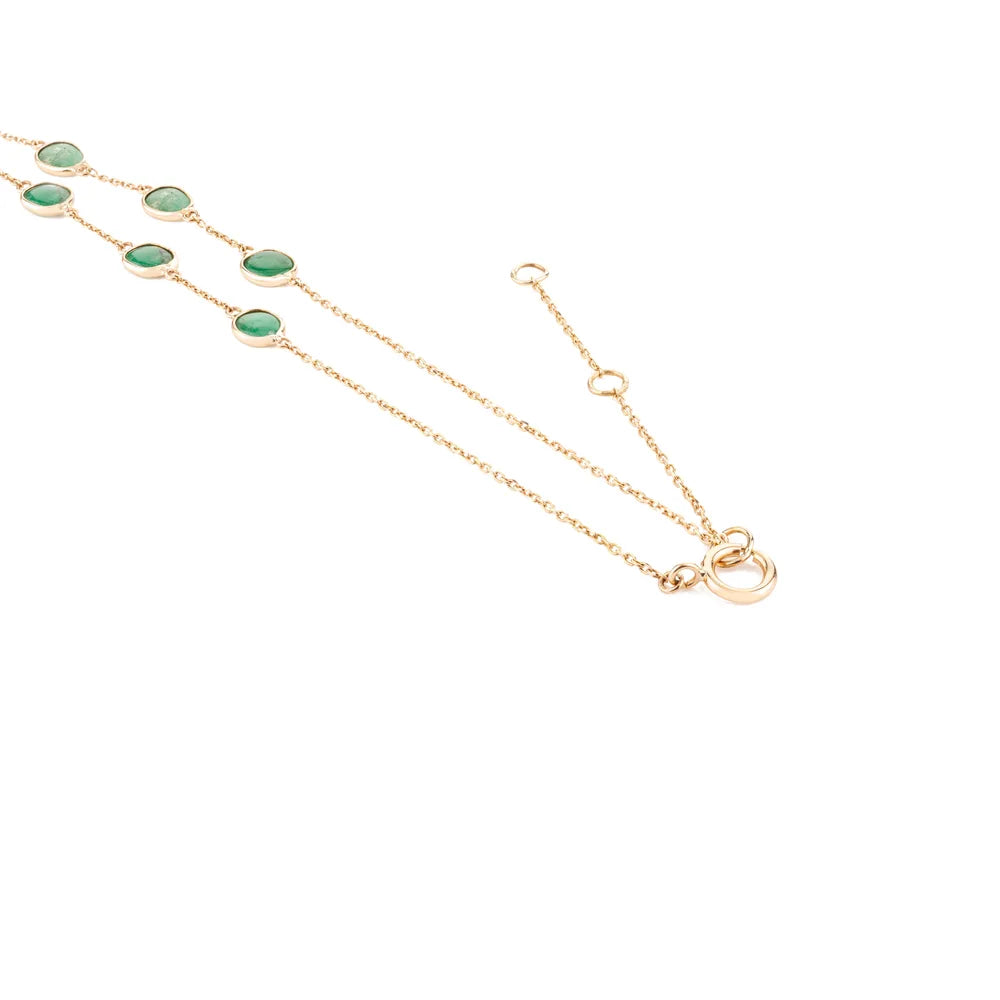 Designer Jewelry 18K Solid Yellow Gold 100% Natural Emerald Lariat Necklace