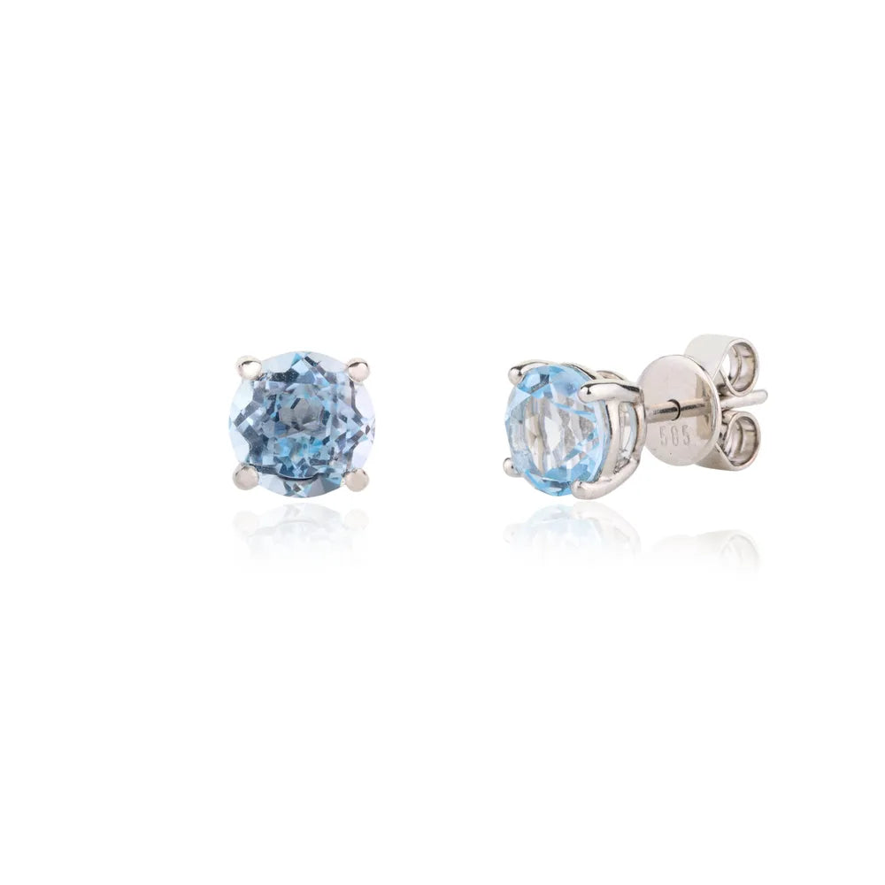 Best Selling Products Blue Topaz 14K White Gold Handmade Earring