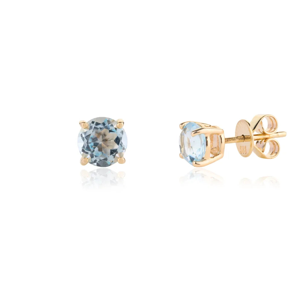 Fine Jewelry Blue Topaz 14K Yellow Gold December Birthstone Earring