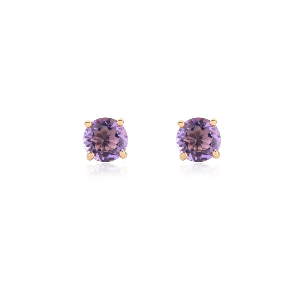 14K Yellow Gold Amethyst Gemstone Earring Authentic Jewelry