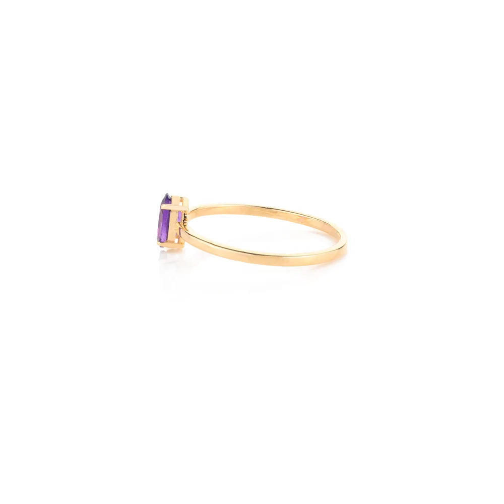 Tranding Natural Birthstone Oval Shape Amethyst 18K Yellow Gold Set