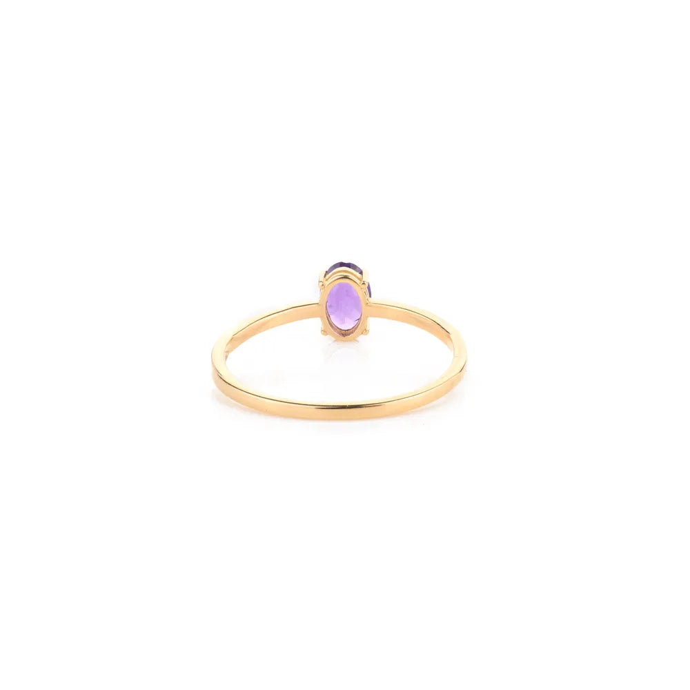 Tranding Natural Birthstone Oval Shape Amethyst 18K Yellow Gold Set