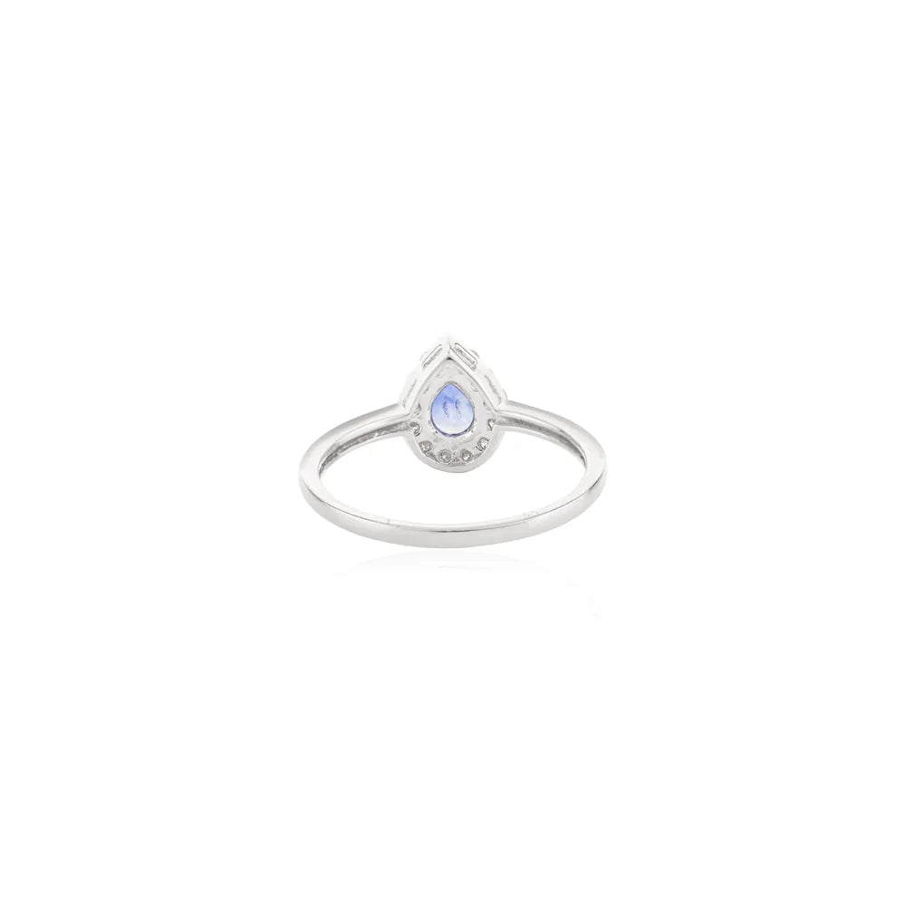 Natural Blue Sapphire & Diamond 14K White Gold September Birthstone Ring