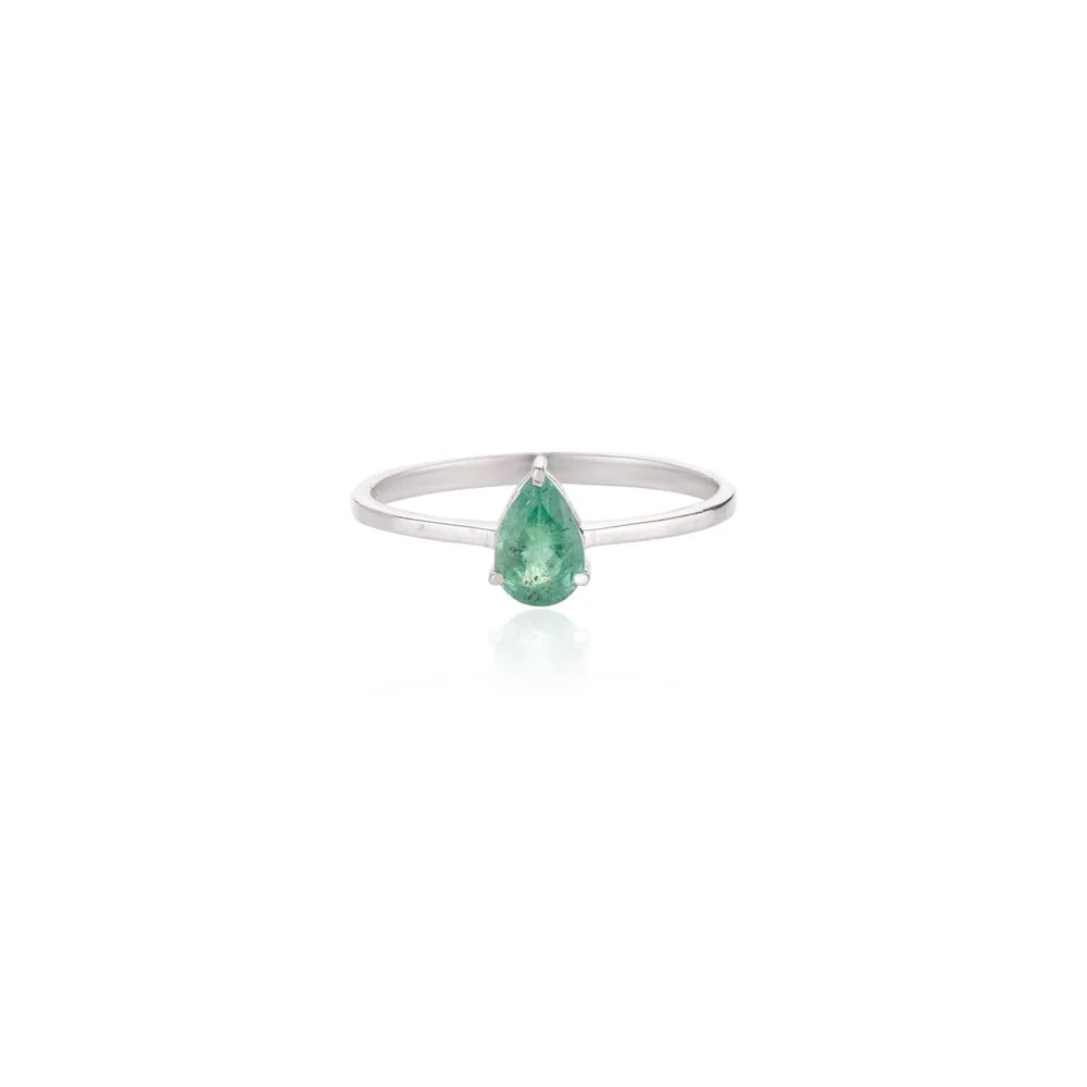 Best Selling Products Natural Emerald 18K White Gold Designer Ring