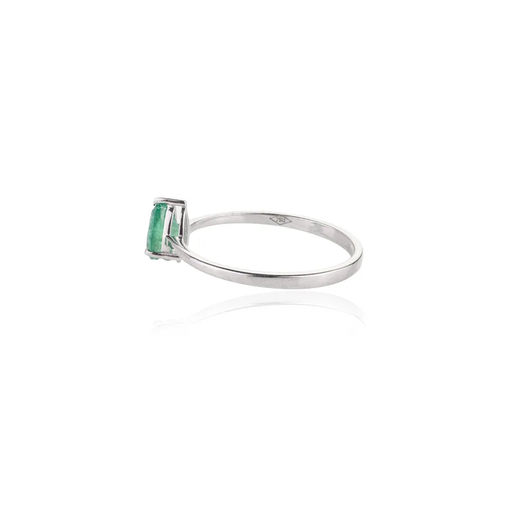 Best Selling Products Natural Emerald 18K White Gold Designer Ring