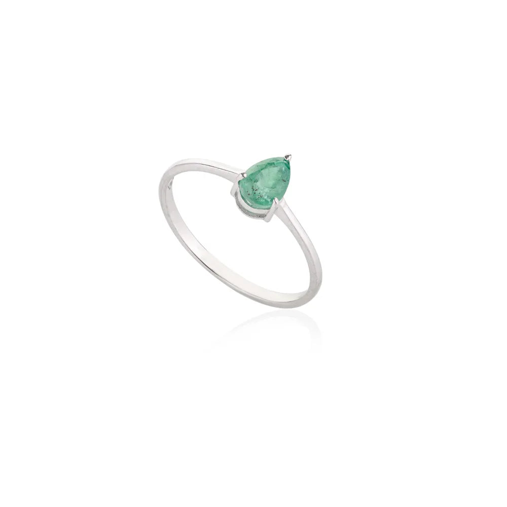 Best Selling Products Natural Emerald 18K White Gold Designer Ring