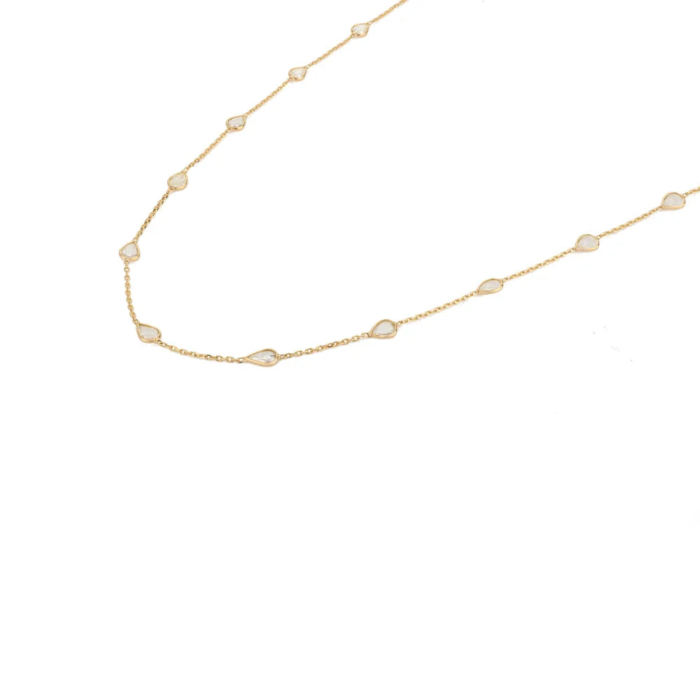 Handcrafted Jewelry Natural Diamond 18K Solid Yellow Gold Chain Necklace